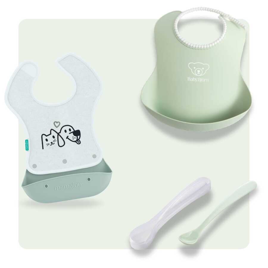BabyBjörn & Mamajoo 3'lü Beslenme Seti - Powder Green - Mamajoo