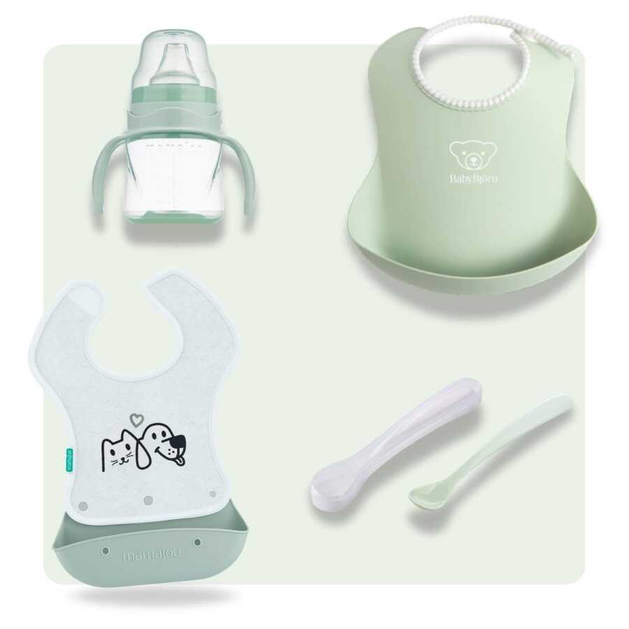 BabyBjörn & Mamajoo 4'lü Beslenme Seti - Powder Green - Mamajoo