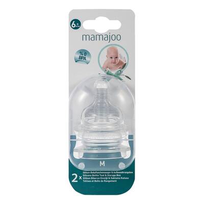 Mamajoo %0 BPA Silikon Biberon Emziği İkili M No.2 6 ay 