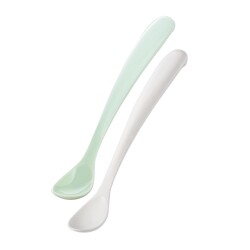Mamajoo Ergonomik Beslenme Mama Kaşığı & Saklama Kutusu, Powder Green, 6ay+, İkili Set - Mamajoo
