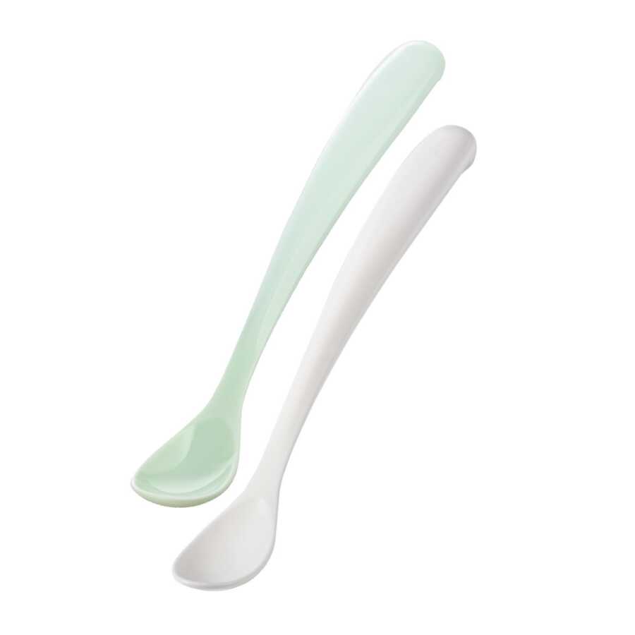 Mamajoo Ergonomik Beslenme Mama Kaşığı & Saklama Kutusu, Powder Green, 6ay+, İkili Set - Mamajoo