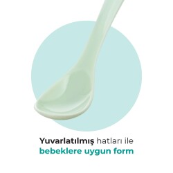 Mamajoo Ergonomik Beslenme Mama Kaşığı & Saklama Kutusu, Powder Green, 6ay+, İkili Set - 3