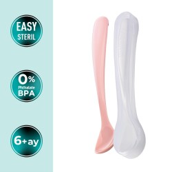 Mamajoo Ergonomik Beslenme Mama Kaşığı & Saklama Kutusu, Powder Pink, 6ay+, İkili Set - 2
