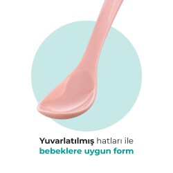 Mamajoo Ergonomik Beslenme Mama Kaşığı & Saklama Kutusu, Powder Pink, 6ay+, İkili Set - 3