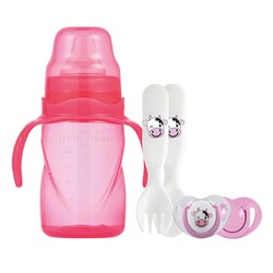 Mamajoo - Mamajoo 270ml Kulplu Eğitici Bardak Seti / Pembe