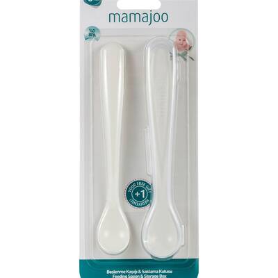 Mamajoo 2´li Beslenme Kaşığı & Saklama Kutusu Beyaz