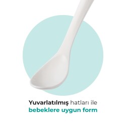 Mamajoo Ergonomik Beslenme Mama Kaşığı & Saklama Kutusu, Beyaz, 6ay+, İkili Set - 3