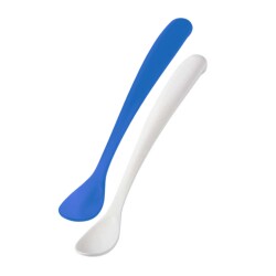 Mamajoo Ergonomik Beslenme Mama Kaşığı & Saklama Kutusu, Mavi & Beyaz, 6ay+, İkili Set 