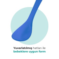 Mamajoo Ergonomik Beslenme Mama Kaşığı & Saklama Kutusu, Mavi & Beyaz, 6ay+, İkili Set - 3
