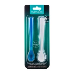 Mamajoo Ergonomik Beslenme Mama Kaşığı & Saklama Kutusu, Mavi & Beyaz, 6ay+, İkili Set - 7