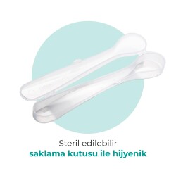 Mamajoo Ergonomik Beslenme Mama Kaşığı & Saklama Kutusu, Mor & Beyaz, 6ay+, İkili Set - 4