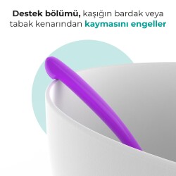 Mamajoo Ergonomik Beslenme Mama Kaşığı & Saklama Kutusu, Mor & Beyaz, 6ay+, İkili Set - 5