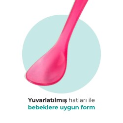Mamajoo Ergonomik Beslenme Mama Kaşığı & Saklama Kutusu, Pembe & Beyaz, 6ay+, İkili Set - 3