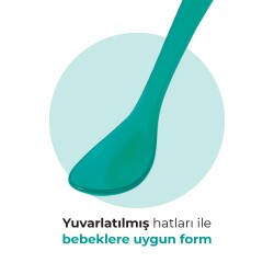 Mamajoo Ergonomik Beslenme Mama Kaşığı & Saklama Kutusu, Yeşil & Beyaz, 6ay+, İkili Set - 3
