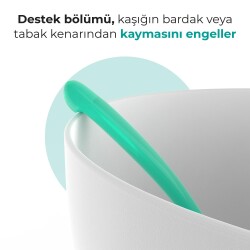 Mamajoo Ergonomik Beslenme Mama Kaşığı & Saklama Kutusu, Yeşil & Beyaz, 6ay+, İkili Set - 5