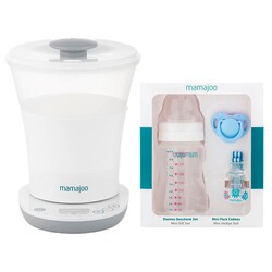 Mamajoo - Mamajoo 3 İşlevli Buhar Sterilizatörü Mini Hediye Seti 250 ml Mavi