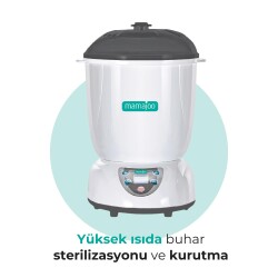 Mamajoo 5 İşlevli Buhar Sterilizatörü, Kurutucu, Mama ve Süt Isıtıcı, Buharda Pişirme, LCD ekran - 3