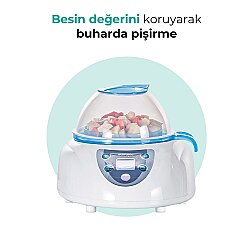 5 İşlevli Buhar Sterilizatörü & Kurutucu | Mama ve Anne Sütü Isıtıcı | Buharlı Pişirici Mavi - 5