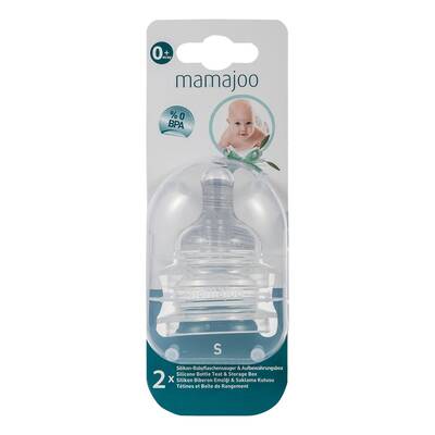 Mamajoo Anti-Kolik-Flaschensauger mit Aufbewahrungsbox / 0+ Monate, klein, 2er-Pack