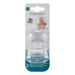 Mamajoo Silikon-Flaschensauger mit Aufbewahrungsbox / 12+ Monate, X-Large, 2er-Pack - Thumbnail