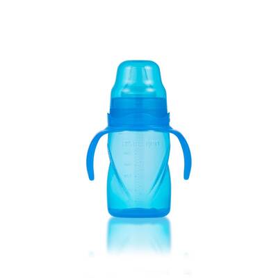 Mamajoo Auslaufsichere Trink-Lernbecher Blau 270ml mit Griff & Anti-Kolik Weicher Schnabel