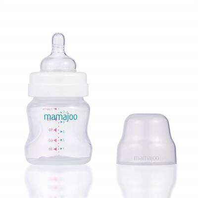 Mamajoo Silber Babyflasche 150 ml & Auslaufsichere Trink-Lernbecher Pearl 270ml mit Griff & Anti-Kolik Weicher Schnabel