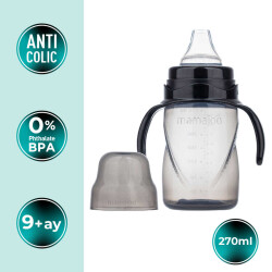 Mamajoo Auslaufsichere Trink-Lernbecher Schwarz 270ml mit Griff & Anti-Kolik Weicher Schnabel - 2