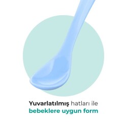 Mamajoo Ergonomik Beslenme Mama Kaşığı & Saklama Kutusu, Powder Blue, 6ay+, İkili Set - 3