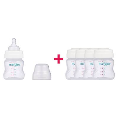 Mamajoo Breastmilk / Baby Food Storage Containers Set & Silver Feeding Bottle 150ml