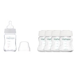 Mamajoo 4 x Aufbewahrungsbehälter für Muttermilch und Nahrung 150 ml & Glasfläschchen 180 ml - Thumbnail