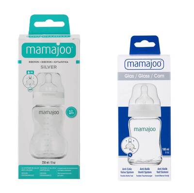 Mamajoo Cam Biberon 180ml + Silver Biberon 250ml