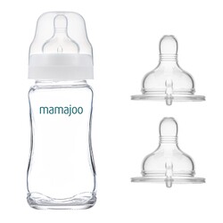  - Mamajoo Cam Biberon 240 ml & Yedek İkili Biberon Emziği No.1 0 Ay+