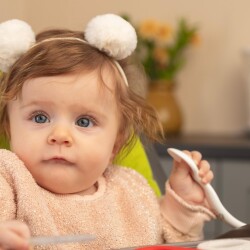 Mamajoo Eğitici Ergonomik Bebek Mama Kaşık Çatal Seti, Baykuş Desenli, Beyaz, 6ay+, İkili Set - 5