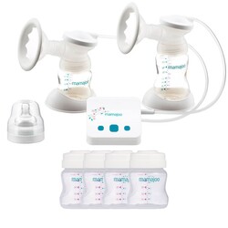 Mamajoo - Mamajoo Elektronik USB Çiftli Göğüs Pompası & 4'lü Anne Sütü Saklama Kabı Seti