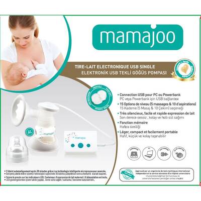 Mamajoo Elektronik USB Tekli Göğüs Pompası - Göğüs Pedi ve Duck Valf Hediyeli