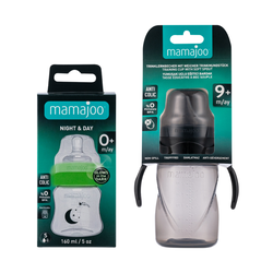 Mamajoo Gece & Gündüz Biberonu 160 ml & Kulplu Eğitici Bardak 270 ml / Black - Thumbnail