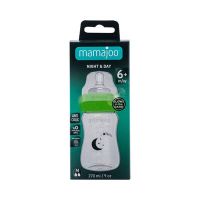 Mamajoo Gece & Gündüz Biberonu 270ml & Kulplu Eğitici Bardak 160 ml & Saklama Kutulu İkili Emzik / Black