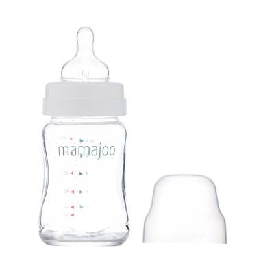 Mamajoo Glasfläschchen 180 ml & Auslaufsichere Trink-Lernbecher Rosa 270ml mit Griff & Anti-Kolik Weicher Schnabel