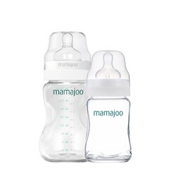  - Mamajoo Glasfläschchen 180 ml & Silber Babyflasche 250 ml