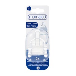  - Mamajoo Glasflaschensauger & Aufbewahrungsbox / 0+ Monate, Klein, 2er-Pack