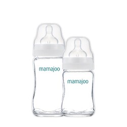  - Mamajoo Glass Feeding Bottle 180 ml & 240 ml Twin Pack