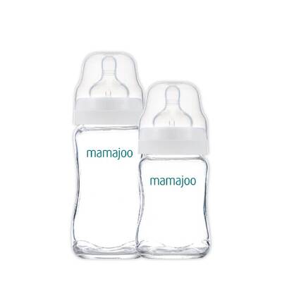 Mamajoo Glass Feeding Bottle 180 ml & 240 ml Twin Pack