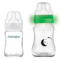 Mamajoo Glass Feeding Bottle 180ml & Mamajoo Night&Day Feeding Bottle 270 ml - Thumbnail