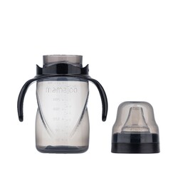 Mamajoo Glass Feeding Bottle 180ml & Non Spill Training Cup Black 270ml with Handle - Thumbnail