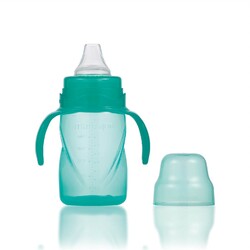 Mamajoo Glass Feeding Bottle 180ml & Non Spill Training Cup Green 270ml with Handle - Thumbnail