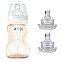 - Mamajoo Gold-Babyflasche 250 ml & Anti-Kolik-Flaschensauger mit Aufbewahrungsbox / 0+ Monate, klein, 2er-Pack
