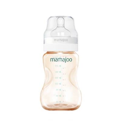 Mamajoo Gold-Babyflasche 250 ml & Anti-Kolik-Flaschensauger mit Aufbewahrungsbox / 0+ Monate, klein, 2er-Pack