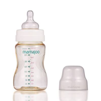 Mamajoo Gold-Babyflasche 250 ml & Anti-Kolik-Flaschensauger mit Aufbewahrungsbox / 0+ Monate, klein, 2er-Pack