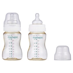 Mamajoo Gold İkili Biberon 250ml / Silikon Ortodontik İkili Emzik Hediye - Thumbnail