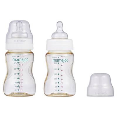 Mamajoo Gold İkili Biberon 250ml / Silikon Ortodontik İkili Emzik Hediye